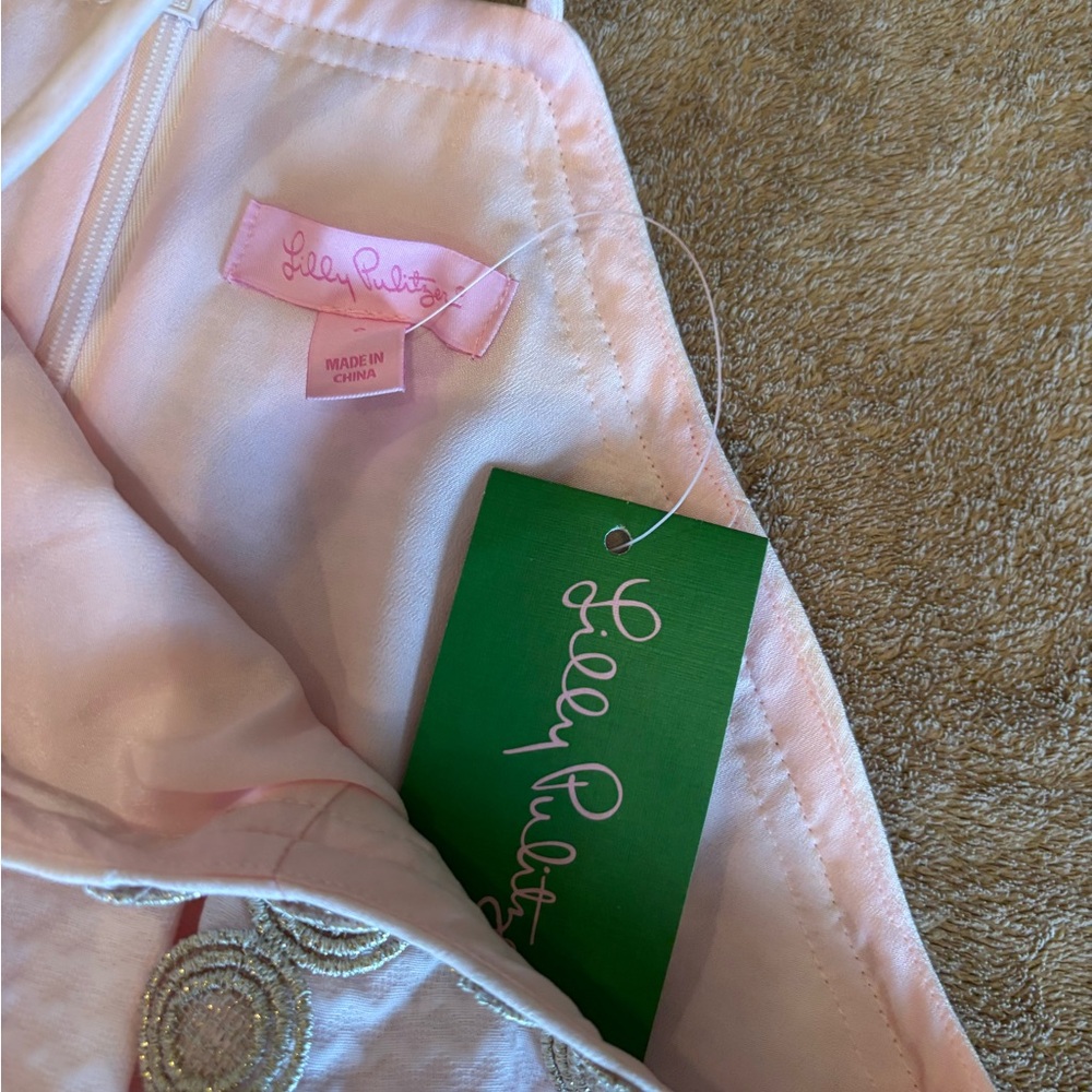 Lilly Pulitzer Pink Dress with Gold Detailing NWT size 0 - Picture 9 of 10